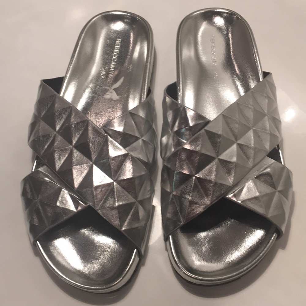 Rebecca Minkoff Slip-on Silver Sandals